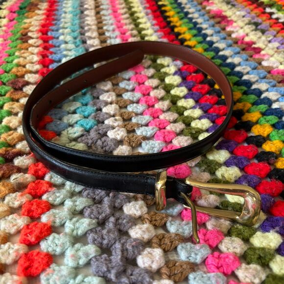 Coach Black Leather Belt Solid Brass Buckle French Calfskin Size Large 8528 main image 4